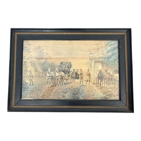 Framed 19th Century Military Scene Print