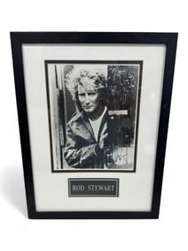 Rod Stewart Signed Black and White Photograph in Frame