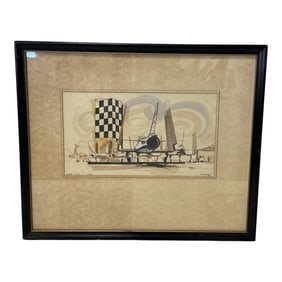 Framed Jet Fighter Illustration Art
