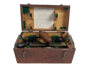 Antique Surveying Instrument in Wooden Case
