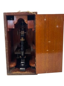 Antique Microscope in Wooden Case