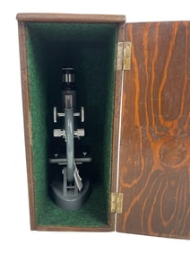 Vintage Grey Microscope with Case