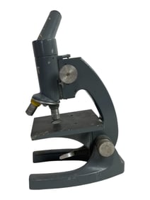 Vintage Monocular Laboratory Microscope, Grey Finish