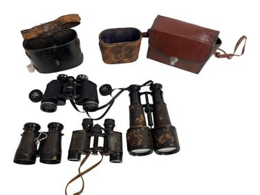 Vintage Binoculars with Cases and Accessories Lot of (5)