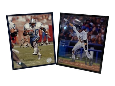 Barry Sanders and Derek Jeter Autographed Photographs (2)