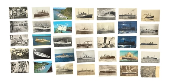 Collection of Vintage Ocean Liner Postcards, Interiors and Deck Scenes (Approx. 40+)