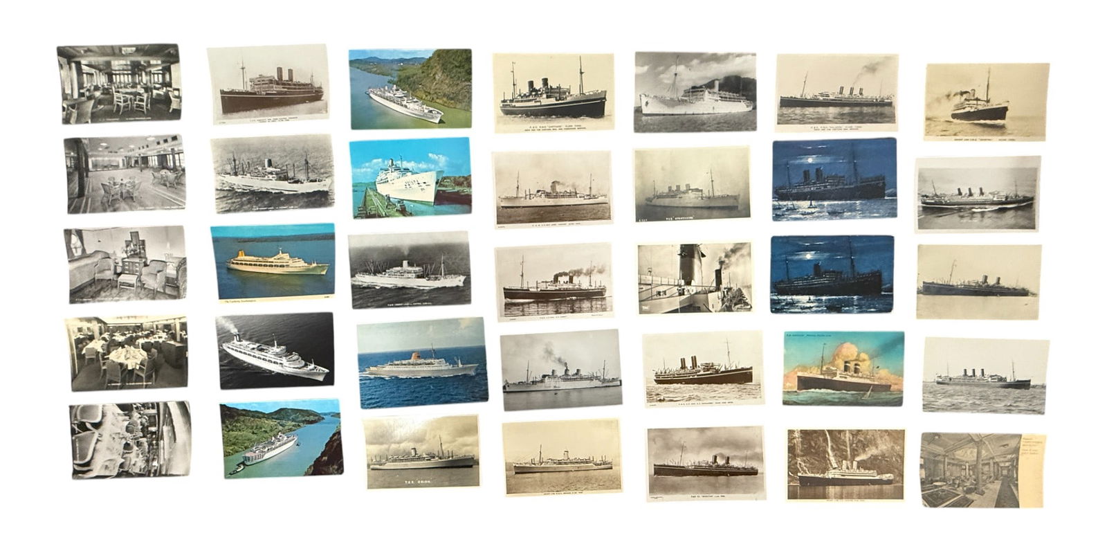 Collection of Vintage Ocean Liner Postcards, Interiors and Deck Scenes (Approx. 40+) (1 of 4)