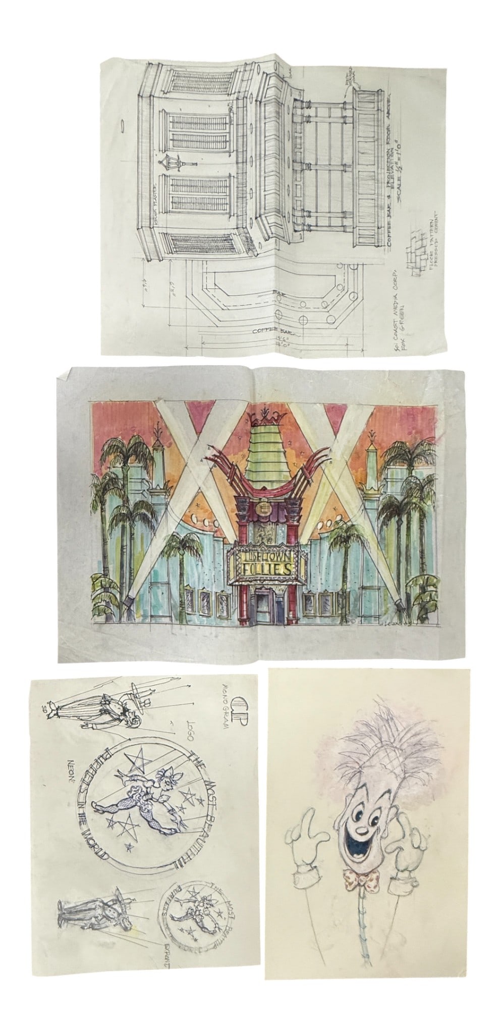 Set of 4 Original Disney Concept Drawings and Architectural Sketches (1 of 5)
