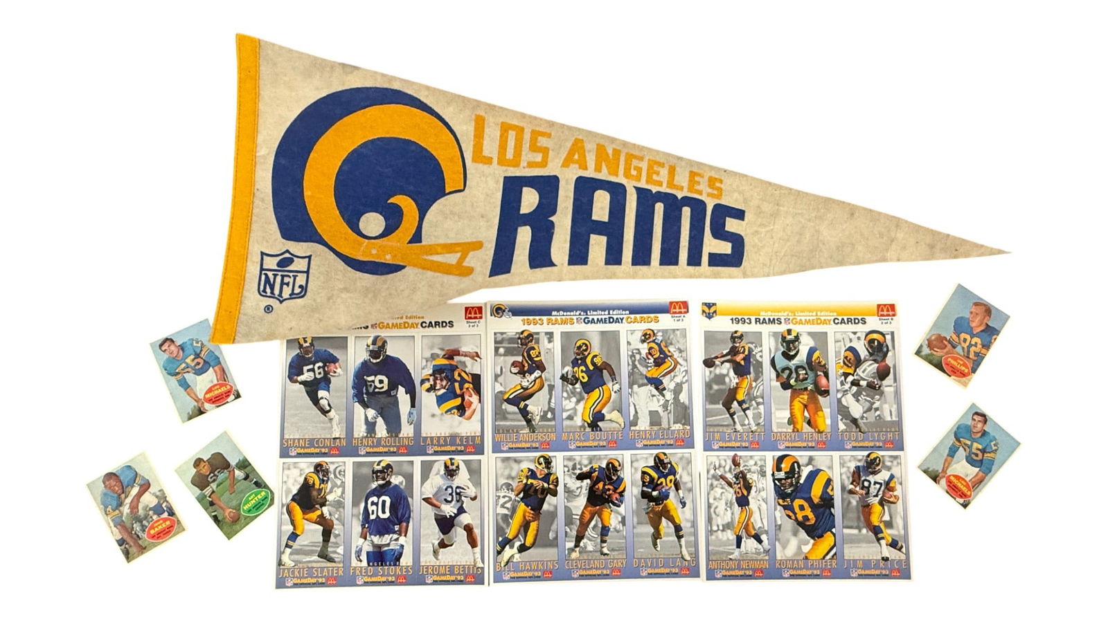 Los Angeles Rams Vintage Pennant and Trading Card Collection (1 of 4)