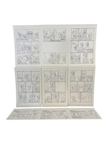 Set of 10 Original Comic Strip Pages on Art Board