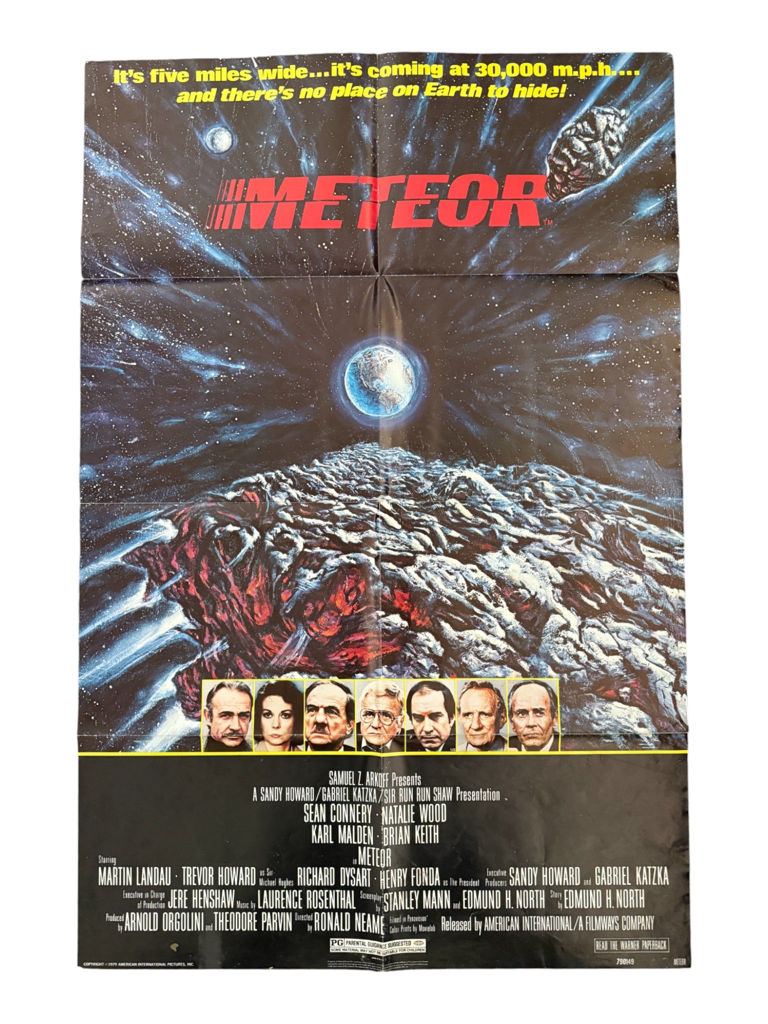 Vintage Movie Poster  Meteor (1979 Sean Connery & Natalie Wood Poster) (1 of 5)