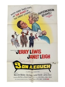 Vintage Movie Poster  3 on a Couch (1966 Jerry Lewis & Janet Leigh Poster)
