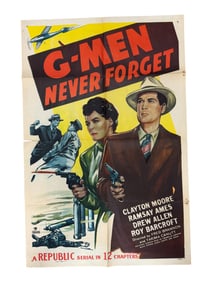 Vintage Movie Poster  G-Men Never Forget (1948 Republic Serial Poster)