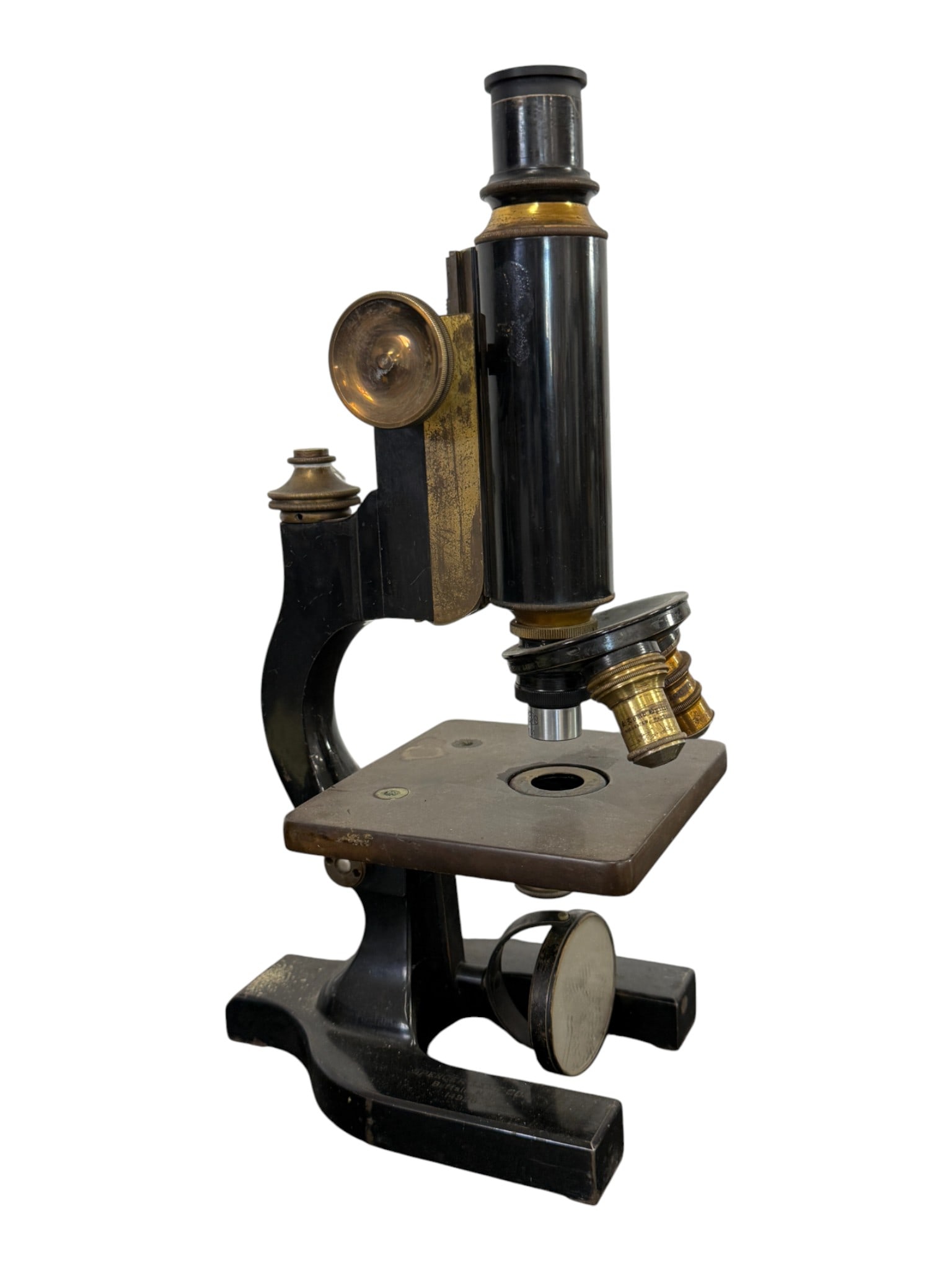Antique Brass and Black Iron Microscope, circa 1900 (1 of 5)