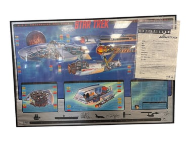 Star Trek U.S.S. Enterprise NCC-1701 Blueprint Poster, Signed & Framed