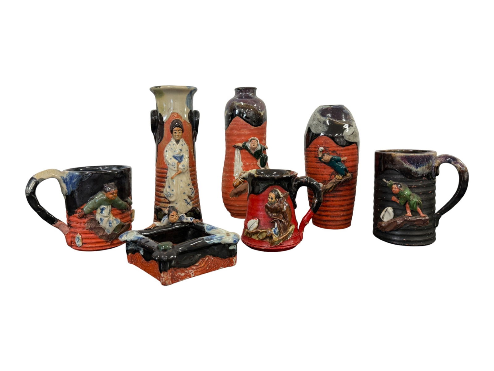 Set of Japanese Satsuma-Style Pottery, 7 Pieces (1 of 6)