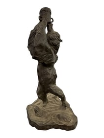 Bronze Figurative Sculpture of Male Figure with Bird