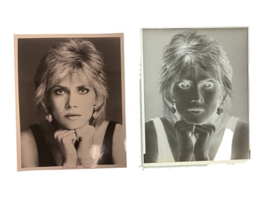 Original Portrait Photograph and Negative ? 1980s Female Model