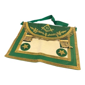 Antique Freemason Regalia Apron with Embroidered Symbols