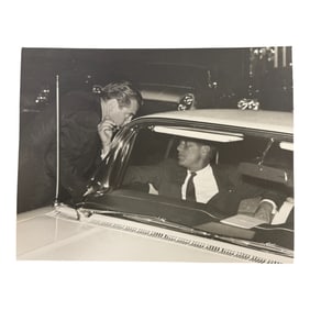 Vintage 1960s Black-and-White Photograph Man in Car