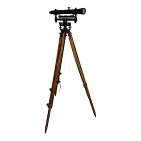 Antique Brass Surveyors Transit on Wooden Tripod