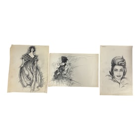 Set of Three Vintage Costume Design Drawings