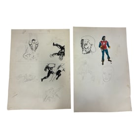 Set of Two Comic Illustration Pages – Superhero and Villain Concepts