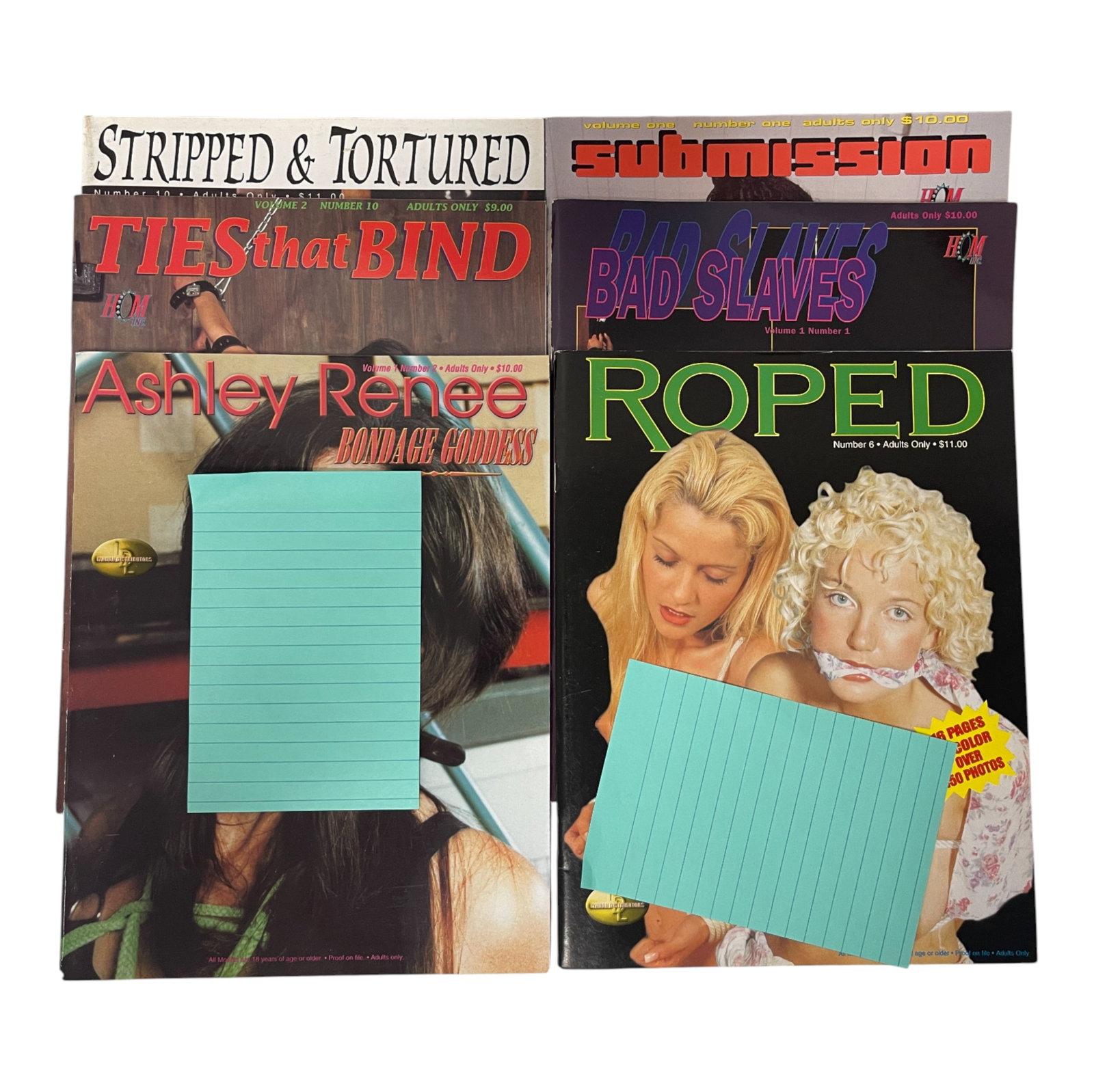 Collection of Vintage Adult Magazines Leashed, Tight Ropes: Lot of six adult magazines includingCollection of Vintage Adult Magazines Leashed, Tight Ropes vintage titles such as Leashed, A Good Spanking, Tight Ropes, and Ashley Renee. Sold for collectible valu