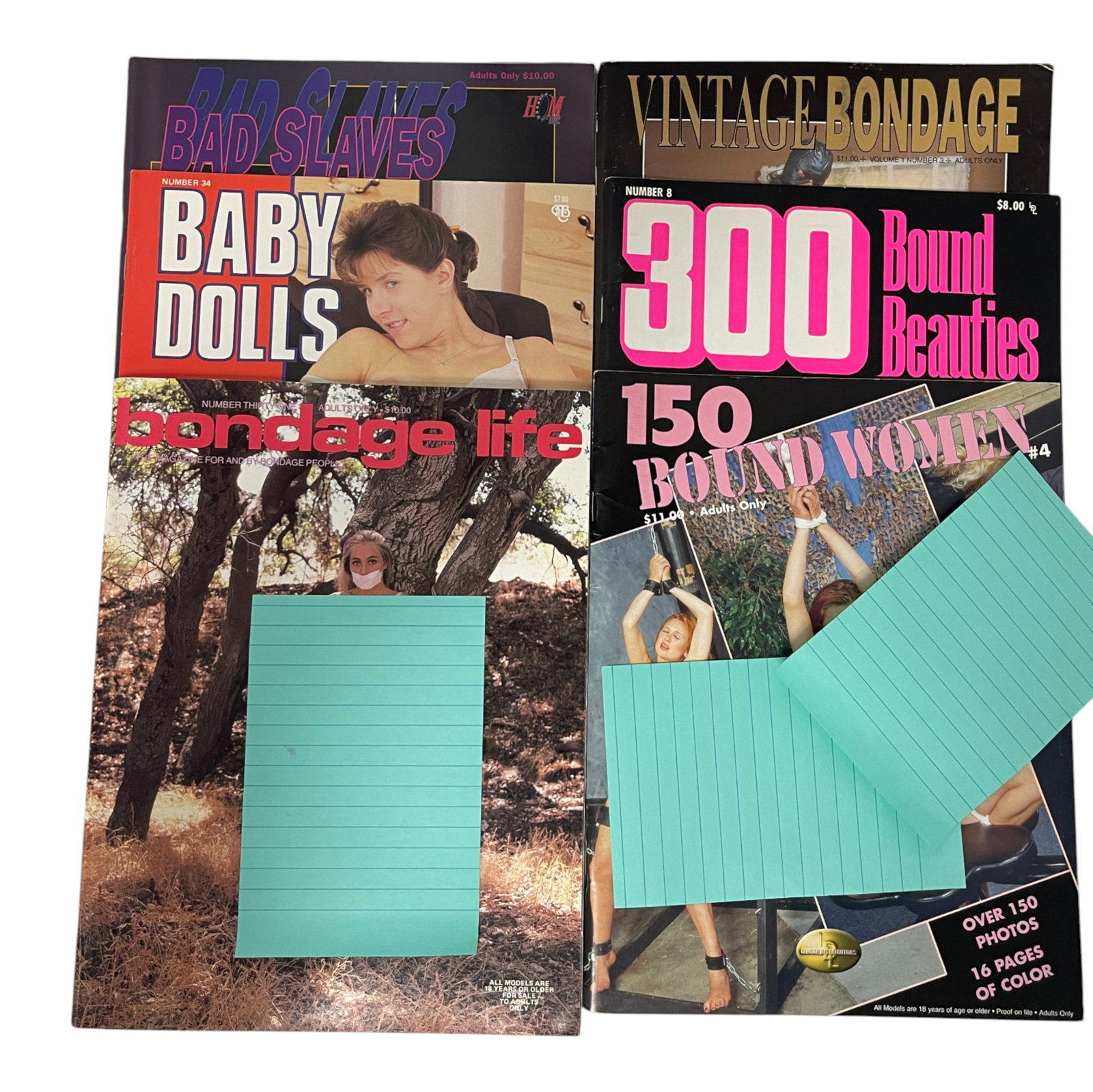 Collection of Vintage Adult Magazines Leashed, Tight Ropes: Lot of six adult magazines includingCollection of Vintage Adult Magazines Leashed, Tight Ropes vintage titles such as Leashed, A Good Spanking, Tight Ropes, and Ashley Renee. Sold for collectible valu