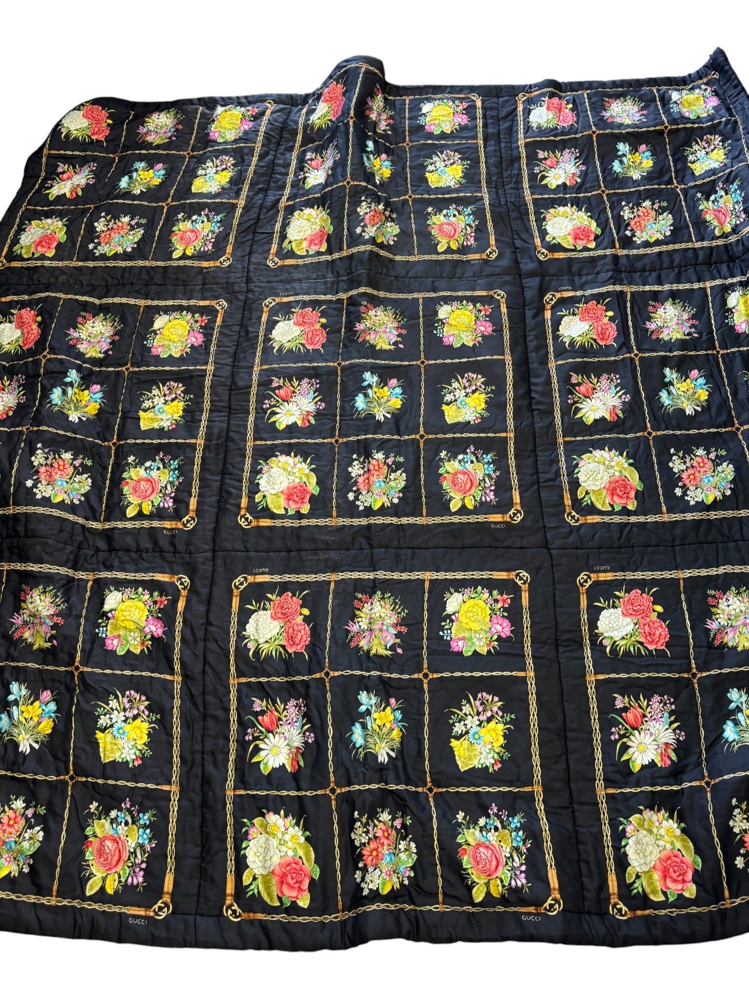 Vintage Large Gucci Hand Quilted Floral Blanket (1 of 8)