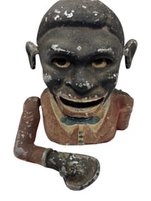 Vintage Cast Iron Black Americana Lil Joe Coin Bank