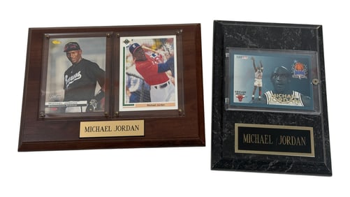 NBA and Baseball Michael Jordan Framed Trading Cards