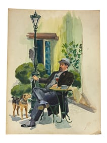 In the Style of David Hockney Watercolor and Acryllic on Board