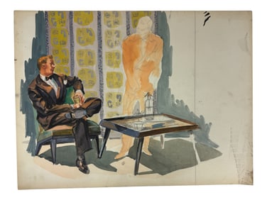 In the Style of David Hockney Watercolor and Acryllic on Board