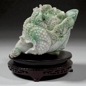 Jade Carved Lotus Blossom Sculpture