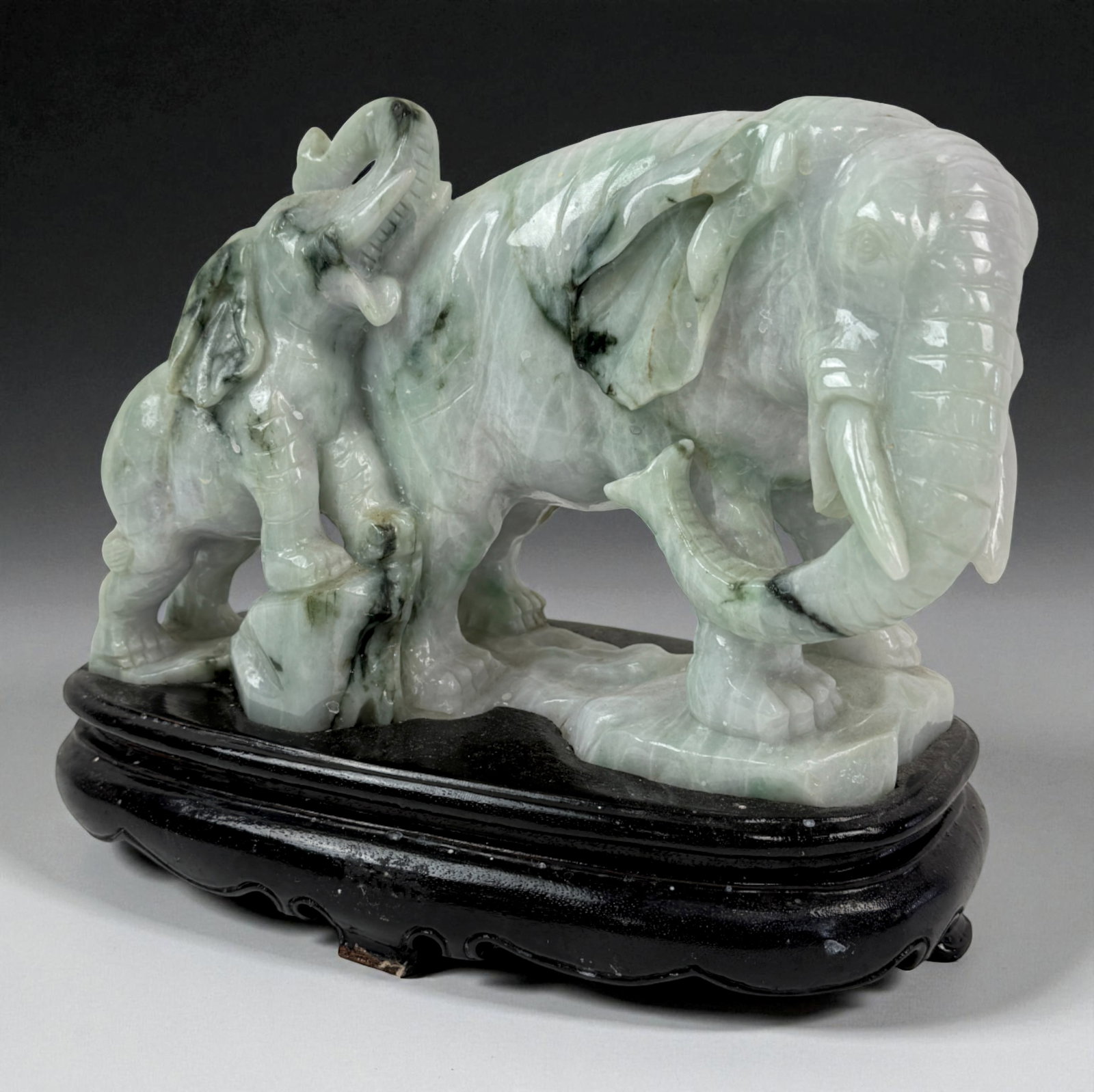 Jade Sculpture of Two Elephants (1 of 6)