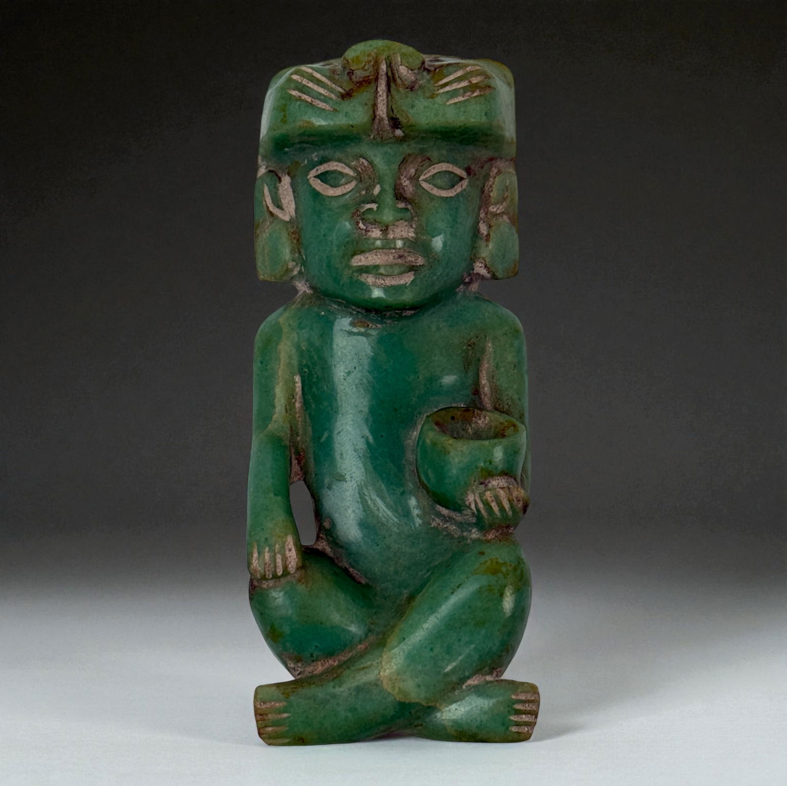 Pre Columbian Jade Seated Figure, Late Preclassic/Early Classic (1 of 7)