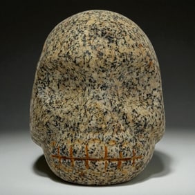 Pre Columbian Granite Skull Sculpture