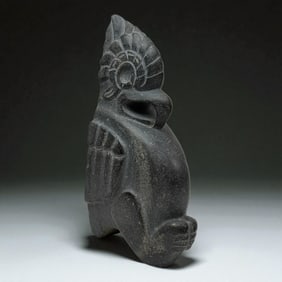 Pre Columbian Style Black Stone Bird Effigy