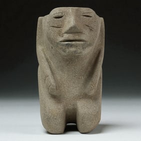 Pre Columbian Style Basalt Kneeling Figure