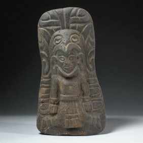 Pre-Columbian Style Basalt Deity Stela