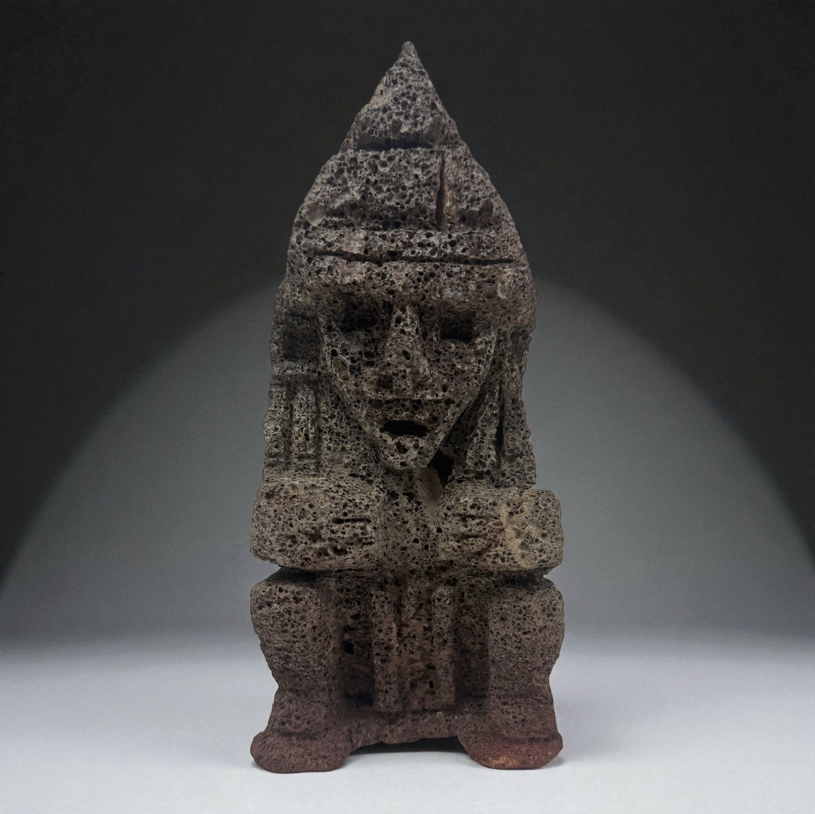 Pre-Columbian Volcanic Stone Seated Deity (1 of 6)