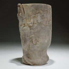Pre-Columbian Stone Vessel with Crocodile