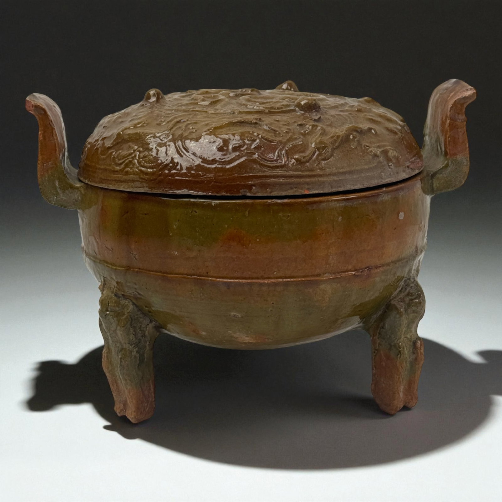 Chinese Brown Glaze Tripod Lidded Vessel HAN DYNASTY (1 of 11)