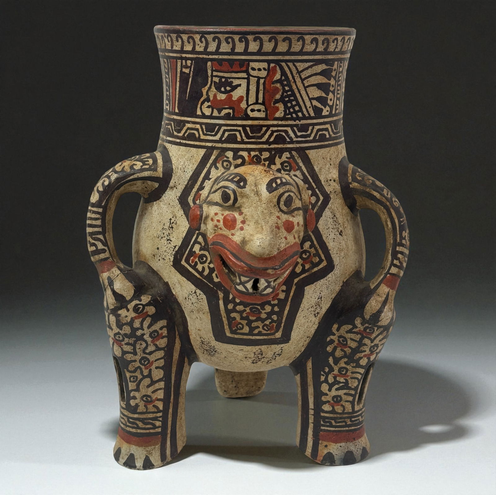 Mayan Style Polychrome Tripod Vessel (1 of 7)