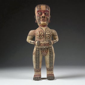 Mayan Style Painted Standing Female Figure