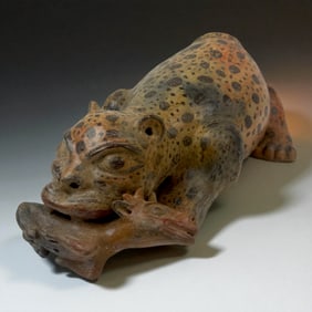 Mayan Style Polychrome Jaguar Figure