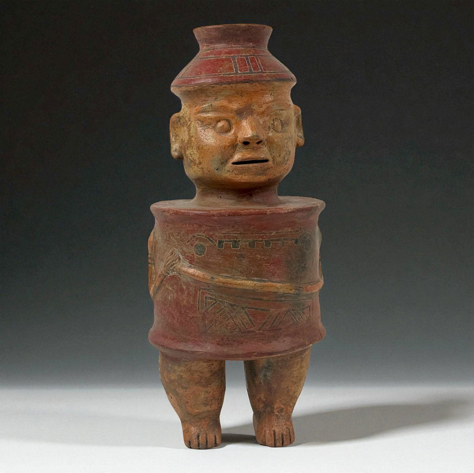 Mayan Style Red Polychrome Standing Vessel Figure (1 of 9)