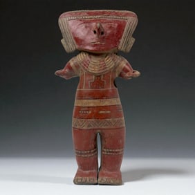 Pre-Columbian Mayan Style Polychrome Standing Figure
