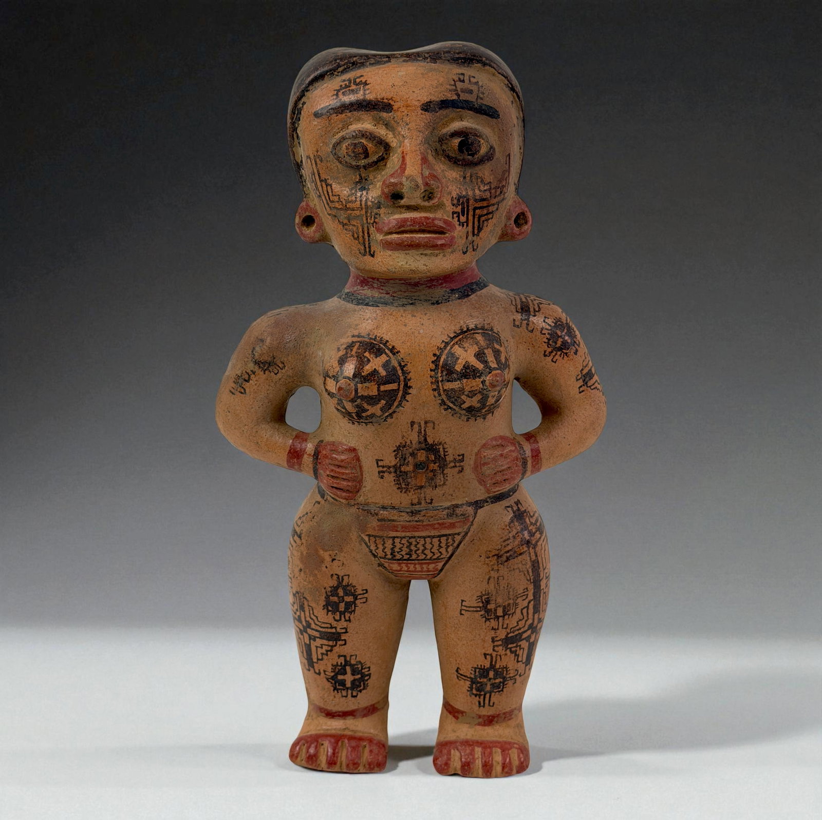 Pre-Columbian Mayan Style Tripod Vessel with Human Figures (1 of 7)